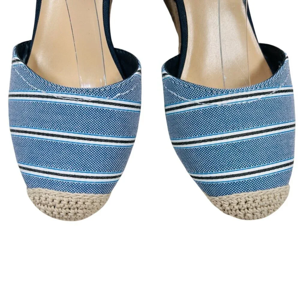 Tommy Hilfiger 8.5 Espadrille Striped Jute Heel Resortwear Coastal Wrap